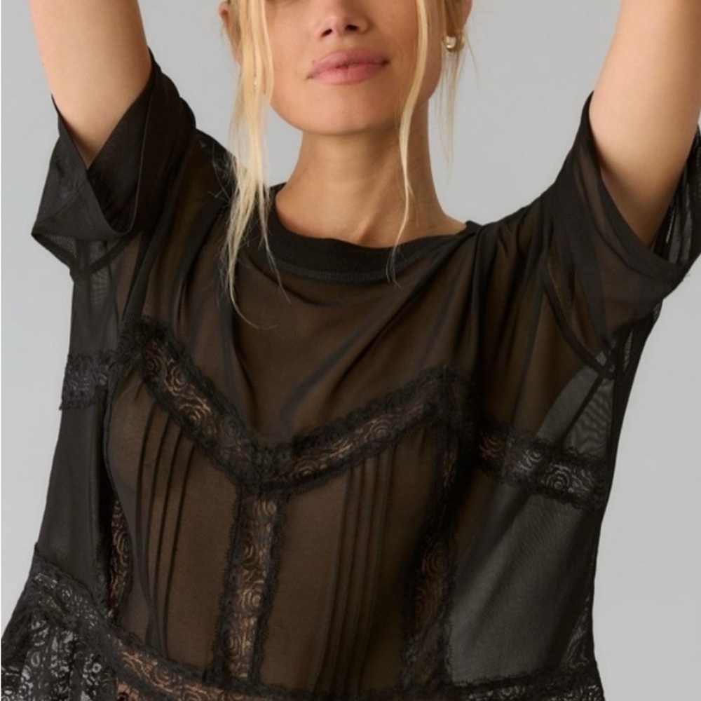 Dolan Sheer Black Lace Chemise